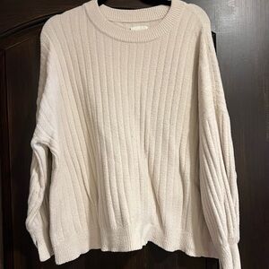 Aerie Soft Cream Ribbed Sweater
